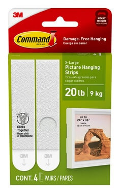 Command 20 lb White Picture Hanging Strips 17217-ES, 4 Pairs