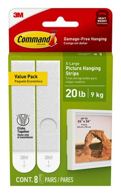 Command 20 lb White Picture Hanging Strips 17217-8ES, 8 Pairs