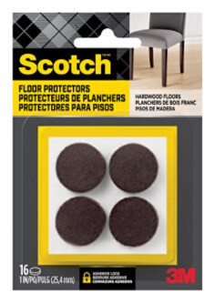 Scotch Round Felt Pads SP821-NA, Brown, 1", 16 per pack