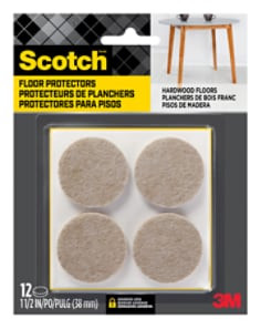 Scotch Round Felt Pads SP803-NA, Beige, 1.5", 12 per pack