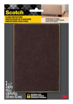 Scotch) Rectangle Felt Pads SP820-NA, Brown, 4" x 6", 2 per pack