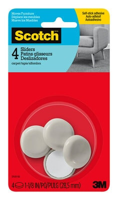 3M Scotch Sliders, 1 1/8", Adhesive, Hard, 4 per packk
