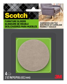 Scotch Felt Furniture Movers SP660-NA, Adhesive 2.5in 4pk