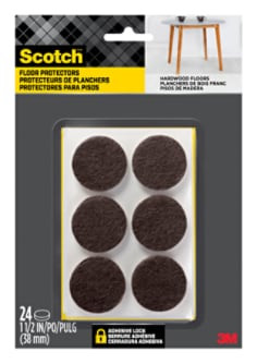 Scotch Round Felt Pads SP824-NA, Brown, 1.5", 24 per pack