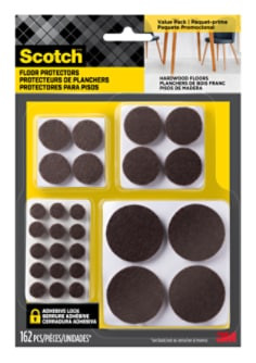 Scotch Self-Stick Felt Pads, SP847-NA, Brown, 162/ pack