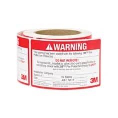 3M Firestop Identification Label, 3" x 5", (250 Labels per roll) 4 rolls per case