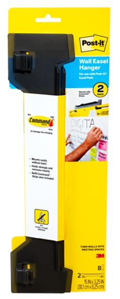 Post-it Easel Wall Hangers EH559-2PK-V, Two Pack Vertical, 15". x 3.25". 8 Command Strips