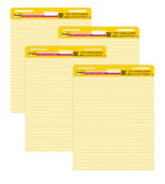 Post-it Super Sticky Easel Pad 561, VAD 4PK, 25". x 30"., Canary Yellow Ruled, 100% PEFC, SGSCH-PEFC-COC-110078