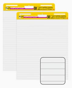 Post-it Super Sticky Easel Pad Lined 561WL, VAD 2PK, 25" x 30", 30 Sheets-Pad, 2 Pads, 100% PEFC, SGSCH-PEFC-COC-110078