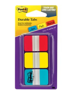 Post-it Durable Tabs 686-RYBT, 1" x 1.5" Red, Yellow, Blue 24 each per case