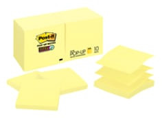 Post-it Super Sticky Pop-up Notes R330-10SSCY, Canary, 3" x 3", 90 sht/pad, 10 pad per packk, 100% PEFC, SGSCH-PEFC-COC-110078