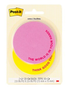 Post-it Circle Die Cut Notes W25-CS-1, Pink-Yellow, 2.9" x 2.9in (73mmx73mm), two pads, 60 total sheets