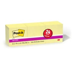 Post-it Super Sticky Notes 654-24SSCY, Canary Yellow, 3" x 3" (76 mm x 76 mm), 100% PEFC, SGSCH-PEFC-COC-110078
