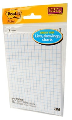 Post-it Super Sticky Notes on Grid Paper 4621-2SSGRID, 2 Pads per packk