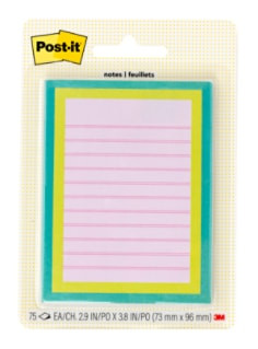 Post-it Mini List Notes W25-34-2, Green-Yellow-Pink, 73 mm x 96 mm, 75 Sheet
