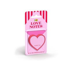 Post-it Heart Note SVAL26-HN-7, 2 x 1.9" (50.8 x 48.2mm), Pink-Red, 100 Sheet, 100% PEFC, SGSCH-PEFC-COC-110078