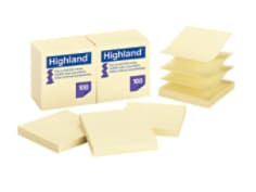 Highland Pop-up Self Stick Notes 6549-PuY, 3" x 3", 100% PEFC, SGSCH-PEFC-COC-110078