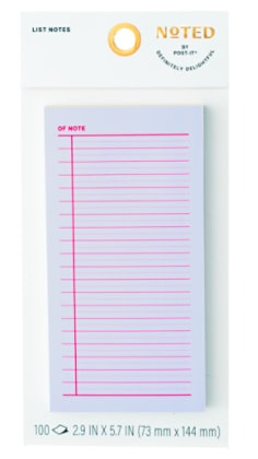 Post-it Noted List Notes NTD11-36-2, Cornflower, 2.9" x 5.7" (73.6 mm x 144.7 mm)