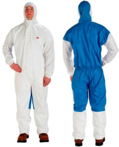 3M Protective Coverall 4535, White & Blue Type 5/6, Large, 20 per case