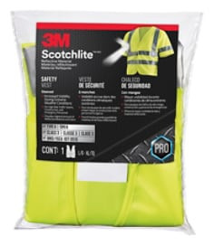 3M Reflective Vest Short Sleeve Construction Safety Vest Class 3, 94900H1-DC, Yellow, 5 per case