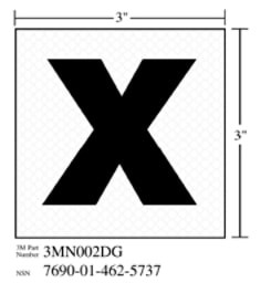 3M Diamond Grade Damage Control Sign 3MN001DG, "X-Ray", 4" x 4", 10 per packkage