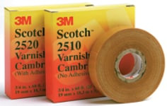 Scotch Varnished Cambric Tape 2510, 1" x 36 yd, Yellow, 36 rolls per case