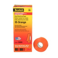 Scotch Vinyl Color Coding Electrical Tape 35, 3/4" x 66 ft, Orange, 10 rolls per carton, 100 rolls per case