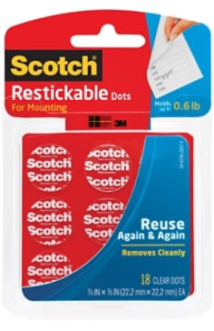 Scotch Restickable Dots R105, 7/8" x 7/8" (22,2 mm x 22,2 mm)