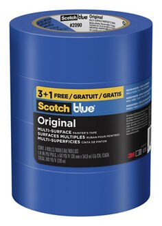 ScotchBlue Original Painter's Tape 2090-36NC4-P, 1.41" X 60 Yd (36mm X 54,8M), 4 Rolls per packk, Buy Three Get One Free
