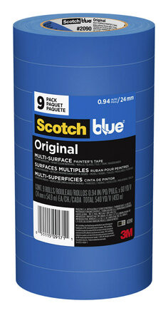ScotchBlue Original Painter's Tape 2090-24AP9, 0.94" x 60 yd (24mm x 54,8m), 9 rolls per packk