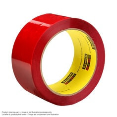 Scotch High Tack Box Sealing Tape 373+, Red, 72 mm x 50 m, 24 rolls per case