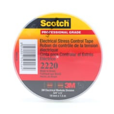 Scotch Electrical Stress Control Tape 2220, 3/4" x 5 ft, Gray, 100 rolls per case