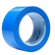 3M Vinyl Tape 471, Blue, 3" x 36 yd, 5.2 mil, 12 roll per case,"dividually Wrapped Conveniently Packaged