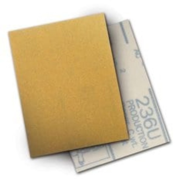 3M™ Hookit™ Paper Sheet 236U, P320 C-weight, 3 in x 4 in, 50/Carton, 500
ea/Case