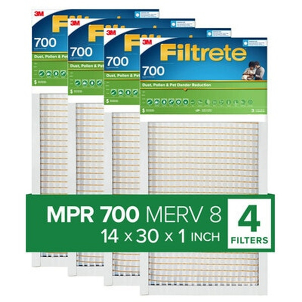 7100288863 Filtrete Electrostatic Air Filter 700 MPR 724-4, 14 in x 30 in x 1 in (35.5 cm x 76.2 cm x 2.5 cm)