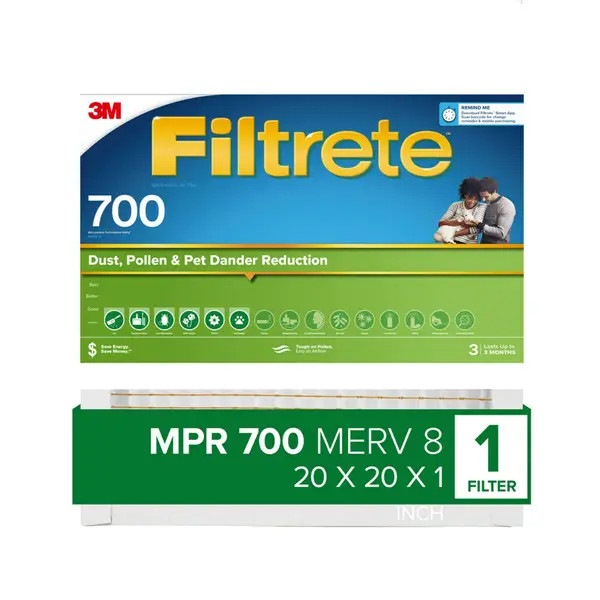 7100288704 Filtrete Electrostatic Air Filter 700 MPR 702-4, 20 in x 20 in x 1 in (50.8 cm x 50.8 cm x 2.5 cm)