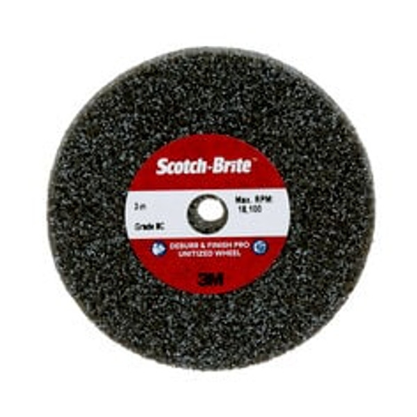 Scotch-Brite™ Deburr & Finish Pro Unitized Wheel, DP-UW, 8C Medium+, 3 in x 1/8 in x 3/8 in, 40 ea/Case