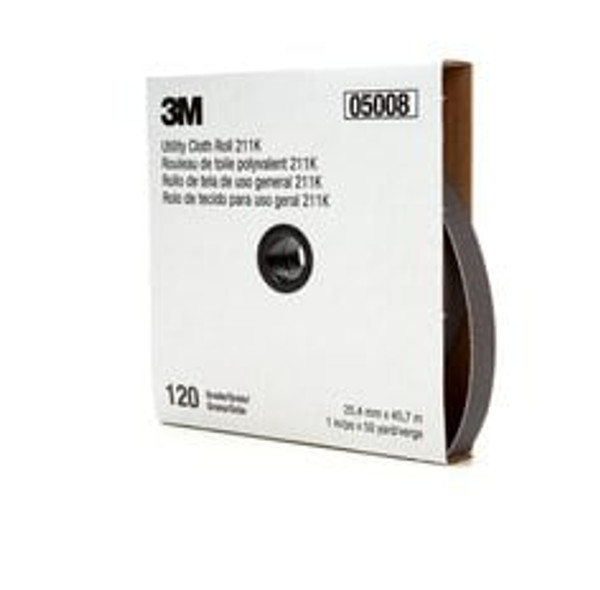 3M™ Utility Cloth Roll 211K, 120 J-weight, 2 in x 50 yd, Full-flex, 5
ea/Case