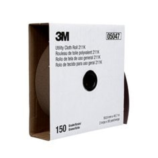 3M™ Utility Cloth Roll 211K, 150 J-weight, 2 in x 50 yd, Full-flex, 5
ea/Case