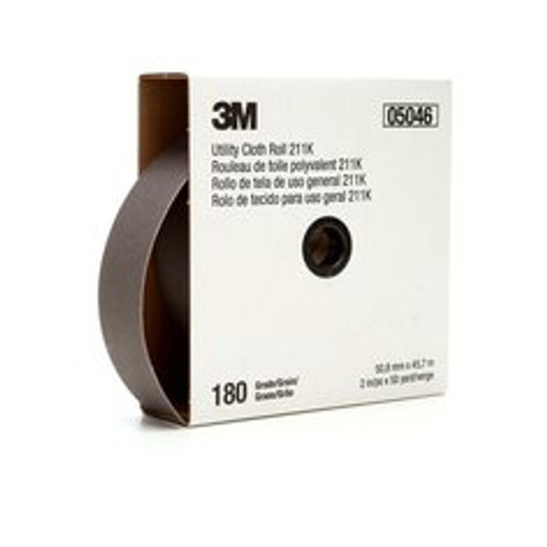 3M™ Utility Cloth Roll 211K, 180 J-weight, 2 in x 50 yd, Full-flex, 5
ea/Case