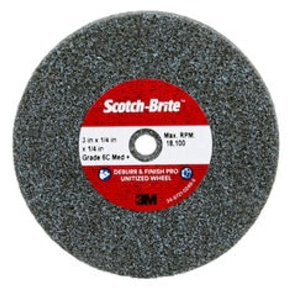 Scotch-Brite™ Deburr & Finish Pro Unitized Wheel, DP-UW, 6C Medium+, 3 in x 1/4 in x 1/4 in, 40 ea/Case