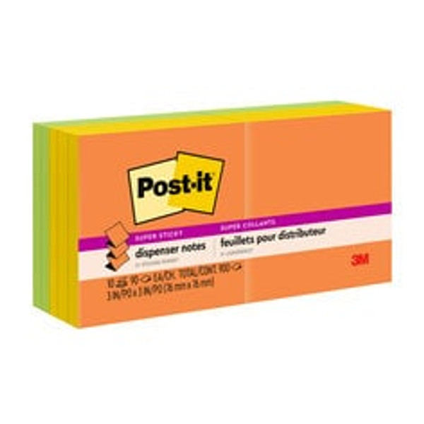 Post-it(R) Super Sticky Dispenser Pop-up Notes R330-SSAU-ALT, 3 in x 3 in, Energy Boost Collection, 10 pads/Pack