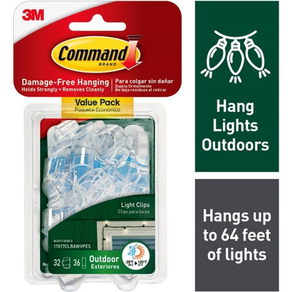 7100303396 Command Outdoor Light Clips with Foam Strips Value Pack 17017CLRAWVPES