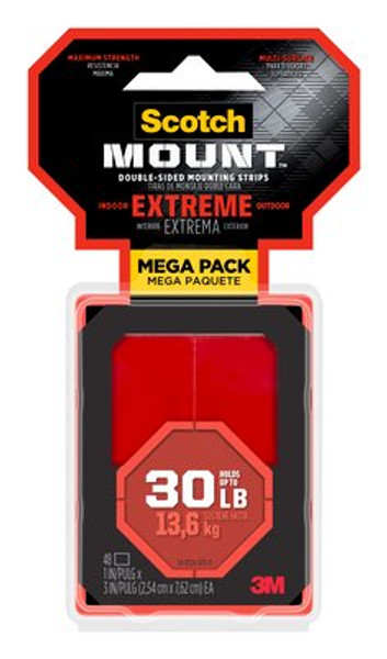 Scotch-Mount™ Extreme Double-Sided Mounting Strips Mega Pack
414H-ST-MP-DC, 1 In X 3 In (2,54 Cm X 7,62 Cm) Ea, 48 Strips