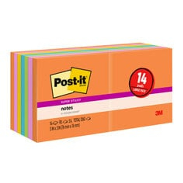 Post-it® Super Sticky Notes 654-1260-SSAU, 3 in x 3 in (76 mm x 76 mm) Energy Boost