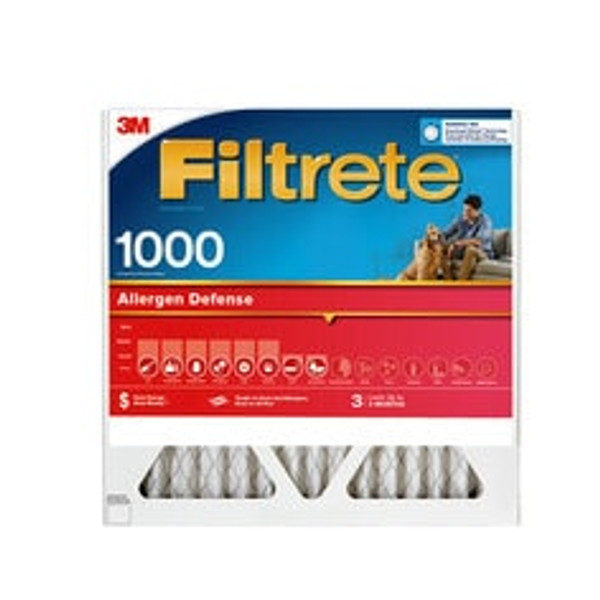 Filtrete™ Allergen Defense Air Filter, 1000 MPR, AL12-4, 24 in x 24 in x
1 in (60,9 cm x 60,9 cm x 2,5 cm)