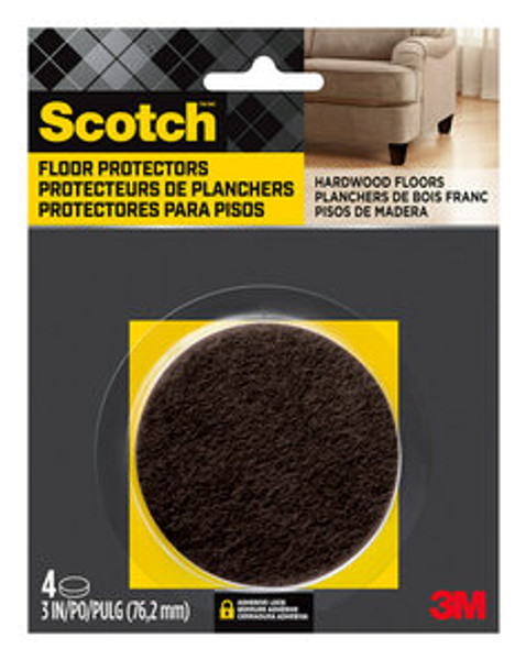 Scotch™ Round Felt Pads SP828-NA, Brown, 3 in, 4/pk