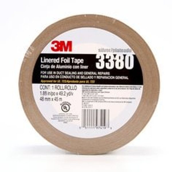 3M™ Aluminum Foil Tape 3380, Silver, 48 mm x 45 m, 3.25 mil, 24
Rolls/Case