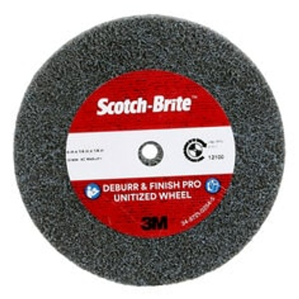 Scotch-Brite™ Deburr & Finish Pro Unitized Wheel, DP-UW, 4C Medium+, 4 in x 1/4 in x 1/4 in