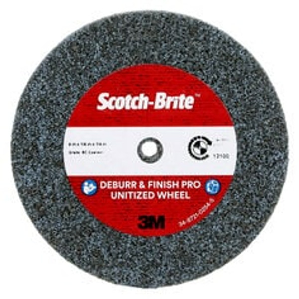 Scotch-Brite™ Deburr & Finish Pro Unitized Wheel, DP-UW, 8C Coarse+, 4 in x 1/4 in x 1/4 in